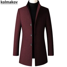 Men's Wool Blends Autumn/Winter Fashion All-Match Medium Length Pure Color Woolen Coat Leisure Slim and Thick Warm M-4XL 221206