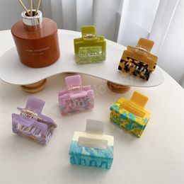 Korean 11cm Large Geometric Square Shape Clamps Colourful Marble Hair Clip Claw For Women Girl Acrylic Headwear