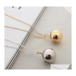 Pendant Necklaces Secret Mes Ball Locket Necklace Gold Sier Pendant Personalized Custommade Note Gift For Lover Friend Drop Delivery Dhivu