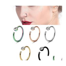 Nose Rings Studs Studs Body Jewelrysteel Punk Clip On Fake Rings Gem Nose Lip Ear Piercing Unisex Women Jewellery Faux Septum Pierci Dhlsj