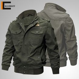Men's Jackets Military Tactical Casual Zipper Army Pilot Bomber Jacket Men Stand Collar Cargo Male Outerwear 6XL 221206