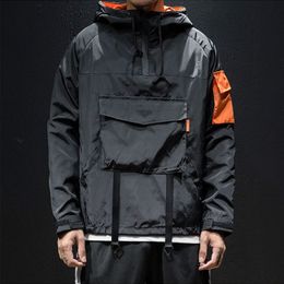 Men's Jackets Men Coats Streetwear Techwear Hooded Waterproof Windbreaker Casual Outwear Hip Hop Multi-pocket Japanese Overcoat 221206