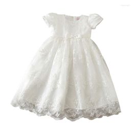 Girl Dresses Ivory Christening Gown For Born Baby Girls Short Sleeve Boutique Lace Flower Baptism Dress Toddler Birthday Baptismal Outfits