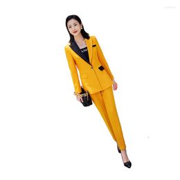 Women's Two Piece Pants High End Professional Business Suits Women Autumn Temperament Fashion Long Sleeve Blazer And Office Ladies Work Wear