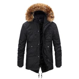 Men's Down Parkas s Fur Collar Parka Jacket Winter Warm Thick Fleece Long Parkas Waterproof Hooded Autumn Fashion Casual Coat 221207