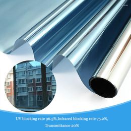 Window Stickers 10m Long Silver Blue Insulation Film Solar Reflective One Way Mirror Color Home Office Decor