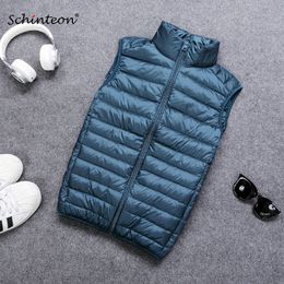 Mens Down Parkas Schinteon 90% White Duck Men Vest Gielt Casual Waistcoat Spring Autumn Light Jacket Male 221207