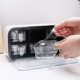 Storage Bottles 6 Grids Seasoning Box With Spoons Classification Plastic Kitchen Individual Compartment Spice Organiser Case For Picnic
