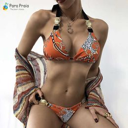 Bras Sets Para Praia Female Brazilian Swimsuit 2022 Luxury Metal Decor Bikini Women Thong Swimwear Push Up Bikini Set New Bathing Suit T221219