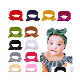 Headbands Baby Knot Headband Girls Bow Headbands Elastic Bowknot Hairbands Turban Solid Headwear Head Wrap Hair Band Accessories Dro Dhuag