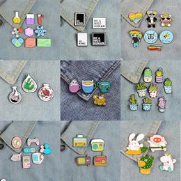 Brooches 3-9 Pcs/set Science Animal Plant Game Themes Enamel Pins Sets Cartoon Bagde Metal Lapel Pin For Clothes Backpack Gifts