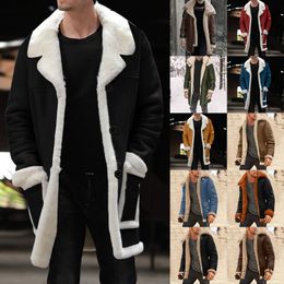 Mens Jackets Men Winter Coat Lapel Collar Long Sleeve Padded Leather Jacket Vintage Thicken Coat Sheepskin Jacket 221205