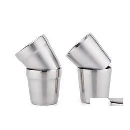 Mugs 304 Stainless Steel Double Deck Coffee Mug Children Anti Scald Vacuum Cup Simple And Practical Tumblers Small Light 6 66Bb Drop Dhygu