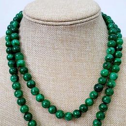 Fashion Jewellery Green Jade 6X8mm 108 Bead Necklace Natural Jadeite