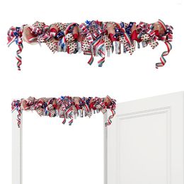 Decorative Flowers Memorial Day Decor Garlands Red White And Blue Decorations Rustic Patriotic Banner Fourth Of July Independent Celebration