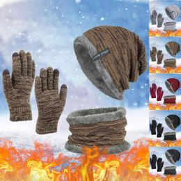 Berets Neutral Women Men Autumn And Winter Solid Color Wool Hat Thickened Warm Scarf Gloves Set 7 Year Old Boys