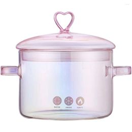 Bowls Pot Cookingwith Noodle Soup Clear Bowl Instant Lid Pots Simmerstew Saucepan Stock Stovetop Resistant Cookware Handle Vintage