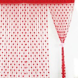 Curtain Voile White Red Heart String Curtains Pure Colour Bedroom Window Door Divider Sheer Drape Wedding Decoration