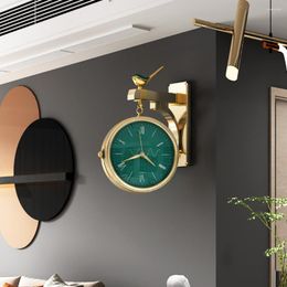 Wall Clocks Nordic Living Room Double-Sided Clock Home Fashion Creative Modern And Simple Atmospheric Trendy Wall-Mounted Colour