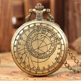 Pocket Watches Bronze Quartz Watch With Necklace Chain Pendant Vintage Clock Gifts Men Women Reloj De Bolsillo