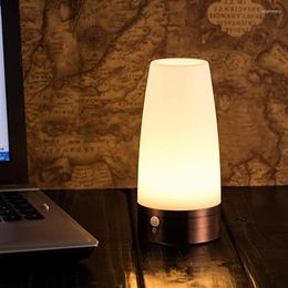 Night Lights Motion Sensor LED Portable Bedroom Bedside Lamp Retro Table Desk Lamps Battery Powered Lighting