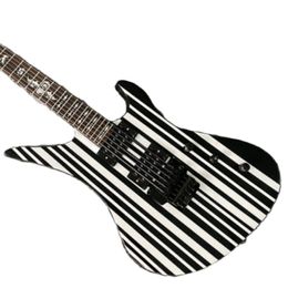 Lvybest China Electric Guitar Ox Horn Shape Black And White Stripe Factory Direct Sales Can Be Customised