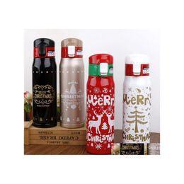 Tumblers Christmas Stainless Steel Cup Vacuum Insation Flasks Thermos Tumblers Portable Cups Xmas Year Gift Party Favour Water Bottle Dh7Ef