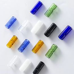 Glass Philtre Tip Flat Round Mouth Smoking Accessories OD 8mm 12mm Length 25mm 30mm 35mm Clear Colourful Holder With 2 Hills For Dry Herb Tobacco Cigarette Rolling