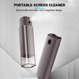 2 In 1 Phone Screen Cleaner Spray Bottle Computer Screen Dust Removal Microfiber Cloth Set Cleaning Artefact Clean