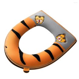 Toilet Seat Covers Useful Universal With Handle Cartoon Embroidery Zipper Thicken Plush All Inclusive Mat Bathroom Accessories