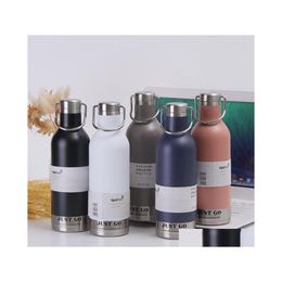 Wine Glasses Stainless Steel Water Bottle Wine Glasses 47L Sport Bottles Vacuum Cup Space Cups Teacup Portable Retro Letter Design Y Dheff