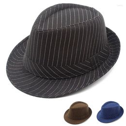 Berets Fedora Hats Spring Summer Sun Hat Striped Fabric Panama Caps Trilby Fedoras Short Brim Women Men Beach Blower