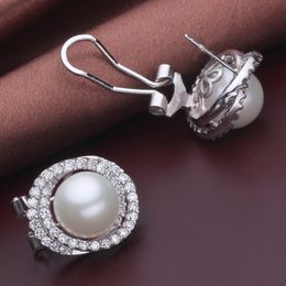 Dangle Chandelier Wedding Natural Clip Pearl Earrings For Women White Big 925 Silver Earring Jewellery Brincos Pendientes Birthday Gift 221208