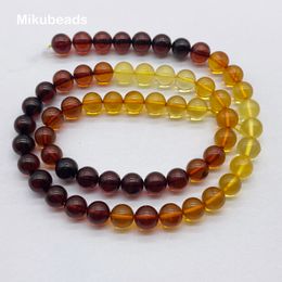 Beaded Necklaces Wholesale Natural 6mm 8mm Baltic Sea Amber Smooth Round Loose Beads For Making Jewellery DIY Necklace Bracelet Or Gift 221207