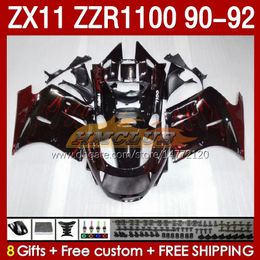 ABS Fairings Kit For KAWASAKI NINJA red flames blk ZX 11 R 11R ZZR-1100 ZX11 R ZX-11R 1990 1991 1992 Bodywork 164No.3 ZZR 1100 CC ZX-11 R 90-92 ZZR1100 ZX11R 90 91 92 Fairing