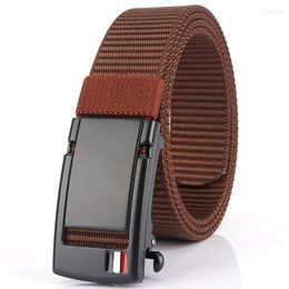 Belts 2022 Summer Sell Men Belt 120cm 3.4cm Nylon Weave Waistband Metal Automatic Buckle Male Ceinture Outdoors Sports Girdle 39