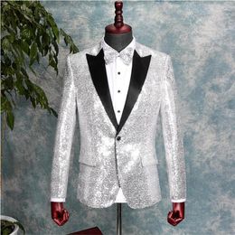 Men's Suits Sequin Blazer Jacket Men Nightclub Wedding Party Suit Stage Singers Clothes