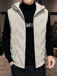 Men's Down Parkas 90 White Duck Down Padded Winter Warm Vest Men Hooded Sleeveless Jacket Slim Fit Solid Casual Puffer Gilet Coats 221208