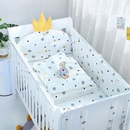 Bed Rails 5Pcs Set born Baby Cot Bumpers Crib Protector Reducer For Sleeping Kids Protective Fence Cotton Printting Sheet 221208