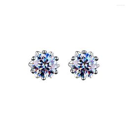 Stud Earrings 1CT Moissanite 925 Sterling Silver Classic For Women Snowflake Design Birthday Gifts Girls Free Ship Wholesale