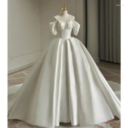 Ethnic Clothing Women Wedding Party Tailing Dress Elegant Backless Ball Gown Sexy Princess Off Shoulder Satin Lacing Up Dresses