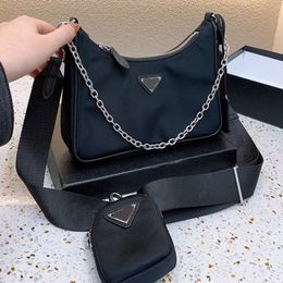Drei in einer Kettentasche Metallic CrossBody Luxus Designer Marke Mode Umhängetaschen Handtaschen Frauen Brief Geldbörse Handytasche Brieftasche Plain