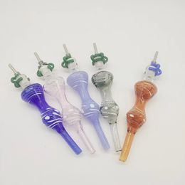 DPGHS103 5.1 inch Smoking Accessories glass Nector Collector straw Kit with 10mm stainless tip and 10mm plastic clip