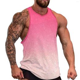 Men's Tank Tops Summer Top Pink Glitter Print Gym Males Design Streetwear Sleeveless Vests Plus Size