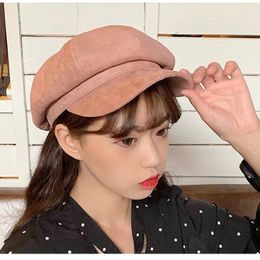Hats Fashion Solid Color Octagonal Hat Women's Autumn And Winter Casual Wool British Vintage Beret Painter