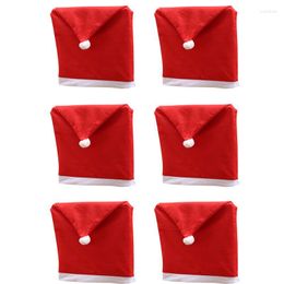 Chair Covers Christmas Santa Hat Set Of 6 Red Claus Slipcovers For Home Dinner