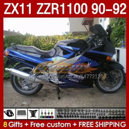 OEM Fairings For KAWASAKI NINJA ZZR1100 ZX 11 R 11R 1990-1992 Body 164No.27 ZX-11 R ZZR 1100 CC ZX-11R ZZR-1100 ZX11R 90 91 92 ZX11 R 1990 1991 1992 Fairing Kit factory blue