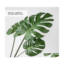 Decorative Flowers Wreaths Large Artificial Tropical Plant Turtle Leaves Indoor Outdoor Plants Garden Home Office Decor Fake Green Dh3Pi