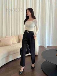 Women's Pants & Capris designer high-end capable and frank OL wind high waist smoke pipe cut belt decorative tapered trousers URWM