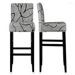 Chair Covers Printed Short Back Cover Elastic Spandex Fabric Home Bedroom Dining Set